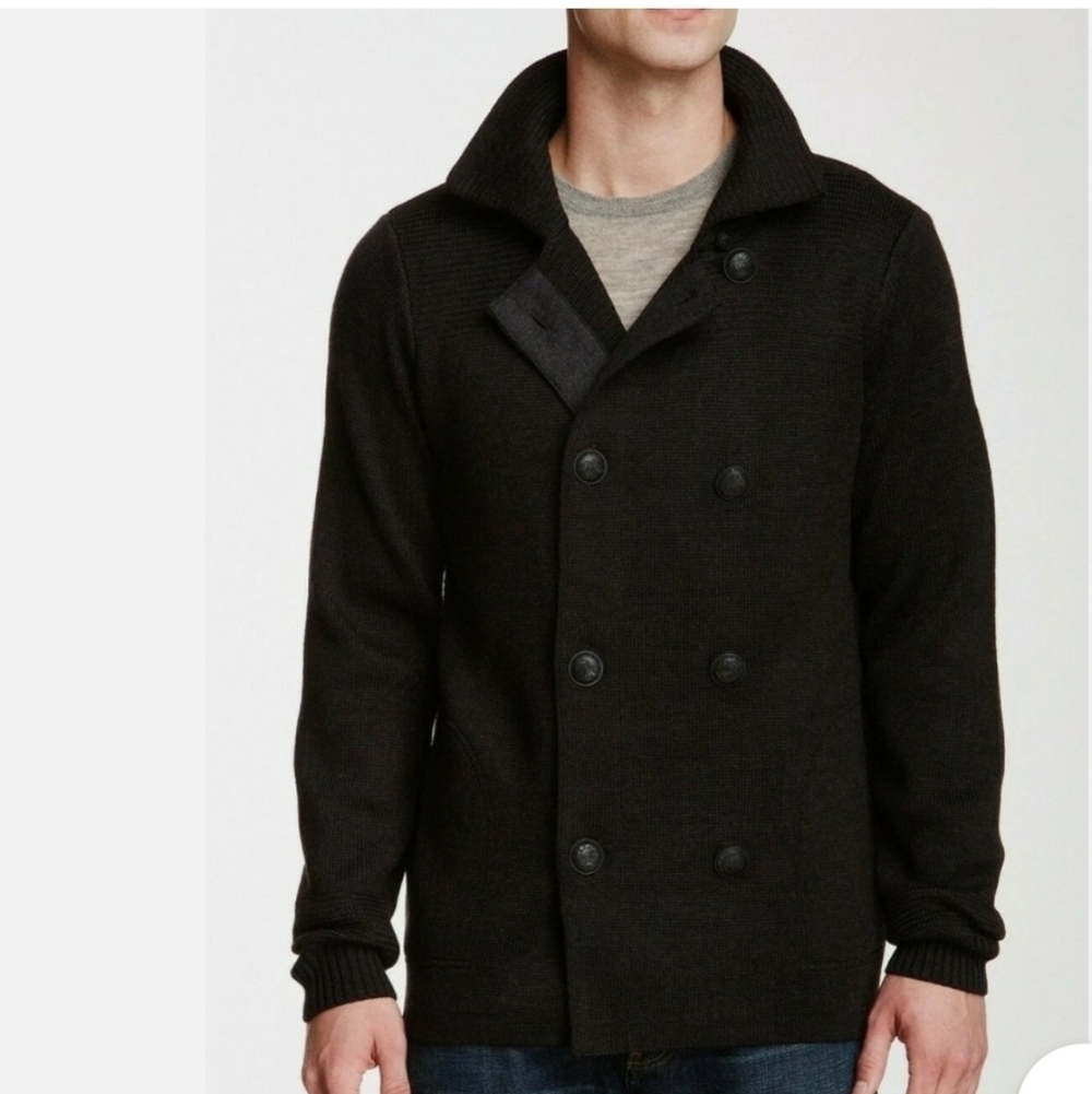 Vince Wool Pea Coat Sweater M Dark Green